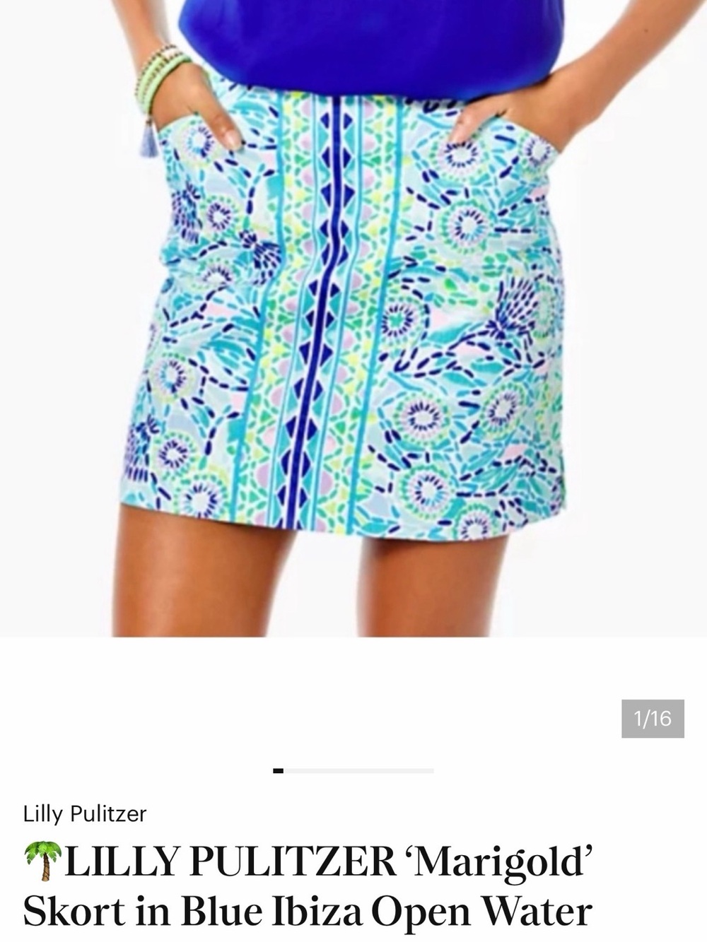 Lilly Pulitzer Blue and Aqua Floral Printed Skort
